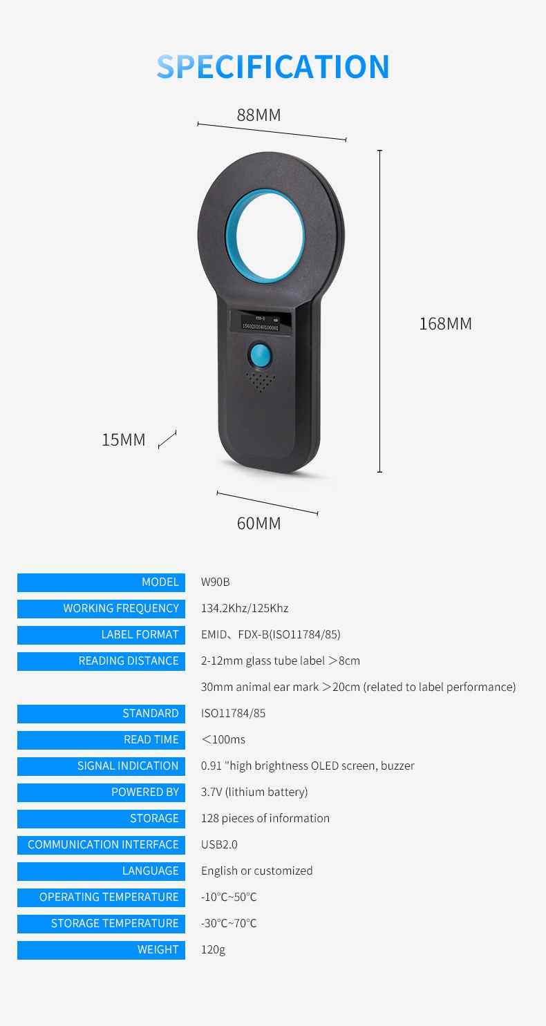 FDX-B ID64 RFID Microchip Reader Scanner 3 Microchip scanner